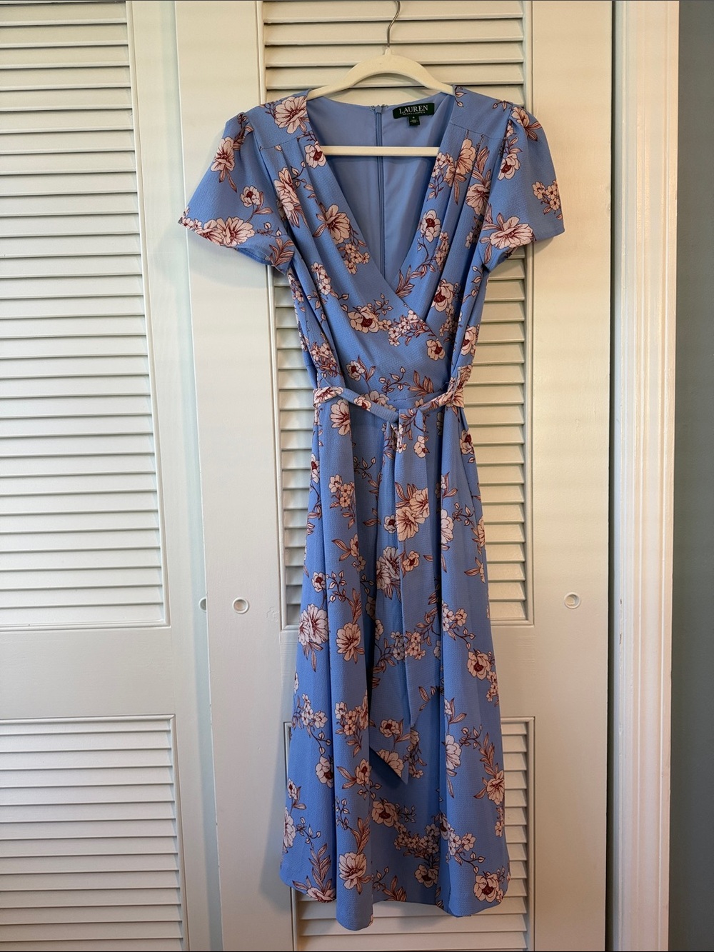 Ralph Lauren Lavender Floral Wrap Midi Dress